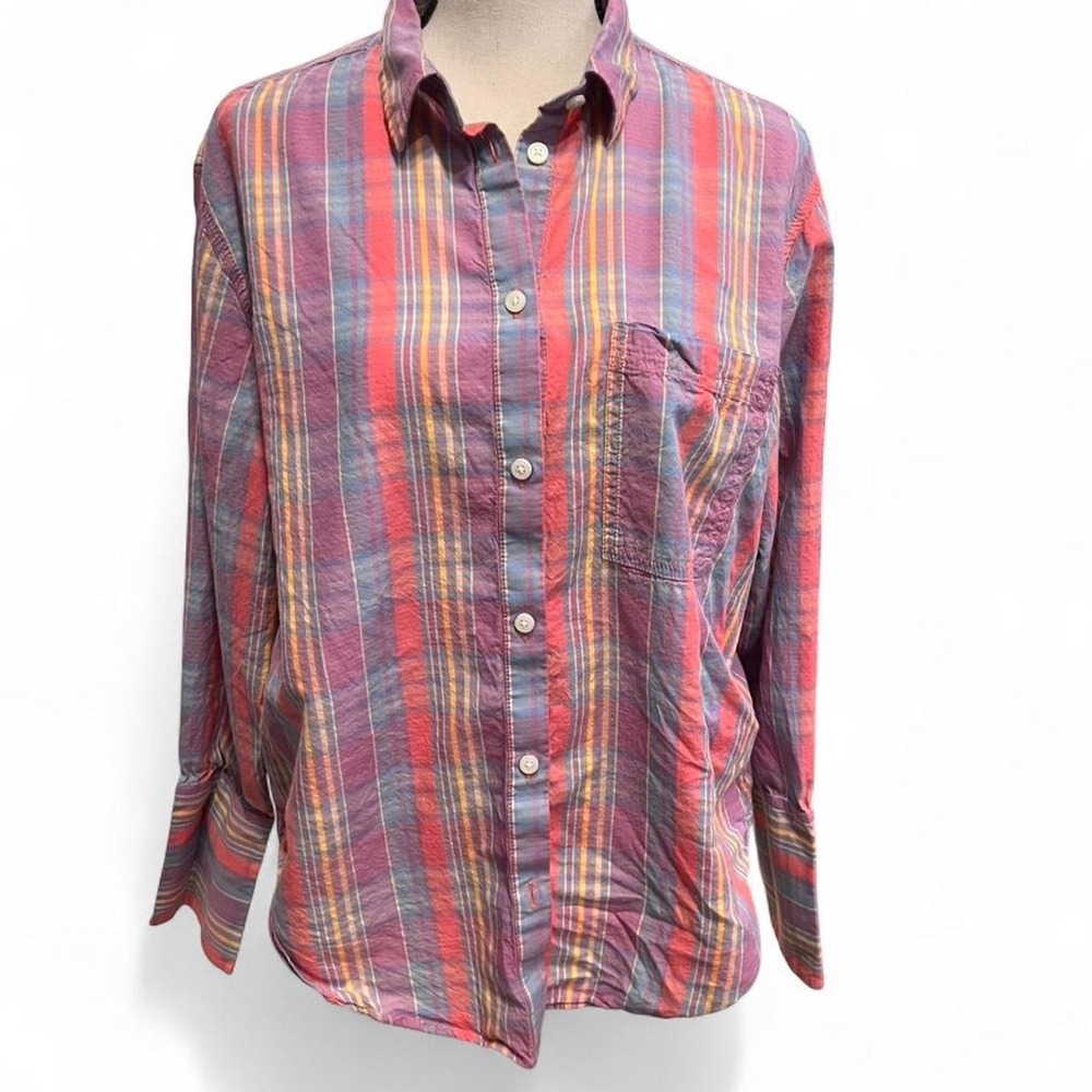Re-imagined by J.Crew Plaid Button Down Shirt Cotton and Modal Women's Size 8 - Picture 2 of 8